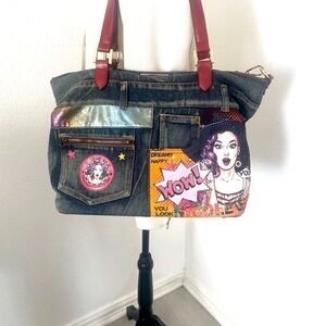 Nicole Lee Tote Purse/Shoulder-Bag Unique Beautiful Interior Tiny Scuff Rare